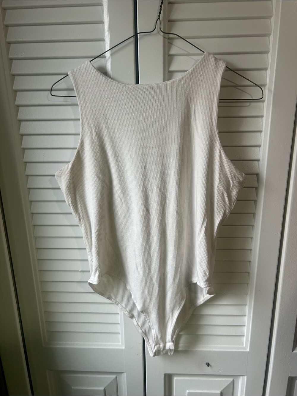 She + Sky Cream Ribbed Tank Bodysuit